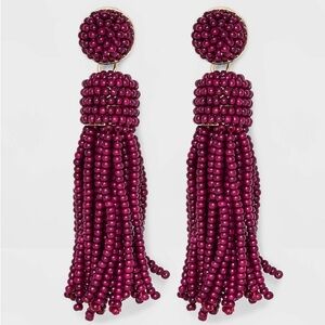 NWT SUGARFIX by BaubleBar Beaded Tassel Statement Earrings - Magenta
